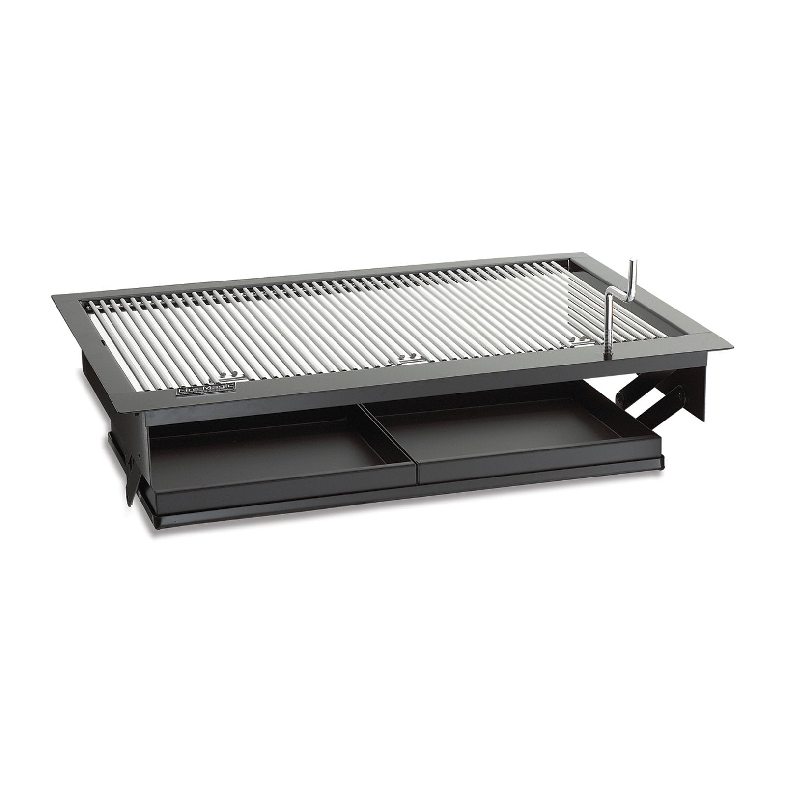 Fire Magic Firemaster 30-Inch Drop-In Charcoal Grill w/ Adjustable Charcoal Pan and Black Finish (Cooking Grates Not Included) - 3324