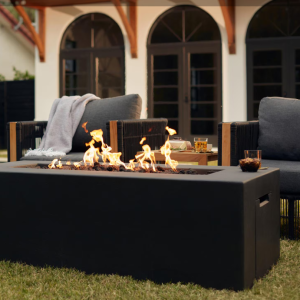 Blaze 60-Inch Rectangular Concrete Propane Fire Pit Table in Phantom -LP