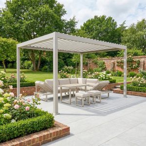 PergoSTET Lite 3m x 4m Metal Rectangular Pergola in Latte