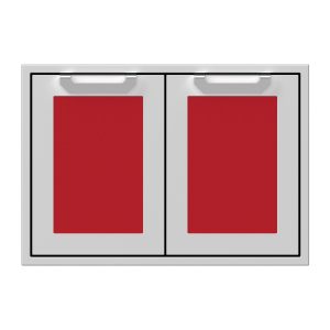 Hestan 30-Inch Double Access Doors w/ Recessed Marquise Accented Panels in Red - AGAD30-RD