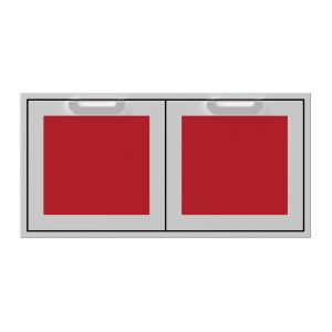 Hestan 42-Inch Double Access Doors w/ Recessed Marquise Accented Panels in Red - AGAD42-RD