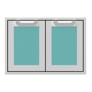 Hestan 30-Inch Double Access Door Propane Tank and Storage Cabinet w/ Recessed Marquise Accent Panel in Turquoise - AGSD30-TQ