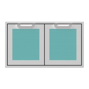 Hestan 36-Inch Double Access Door Propane Tank and Storage Cabinet w/ Recessed Marquise Accent Panel in Turquoise - AGSD36-TQ