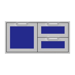 Hestan 42-Inch Double Drawer and Storage Door Combination w/ Recessed Marquise Accent Panel in Blue - AGSDR42-BU