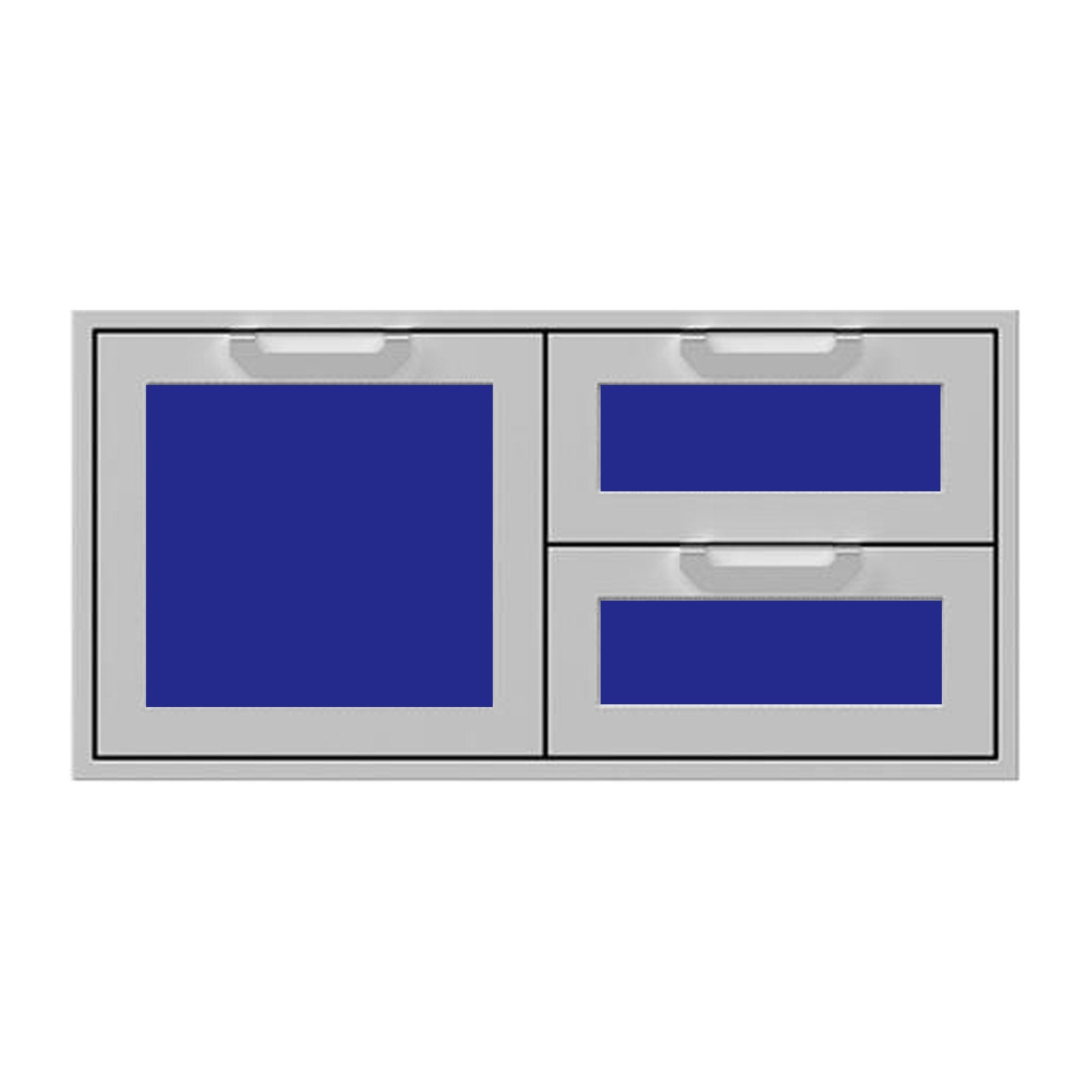 Hestan 42-Inch Double Drawer and Storage Door Combination w/ Recessed Marquise Accent Panel in Blue - AGSDR42-BU
