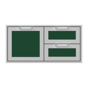 Hestan 42-Inch Double Drawer and Storage Door Combination w/ Recessed Marquise Accent Panel in Green - AGSDR42-GR