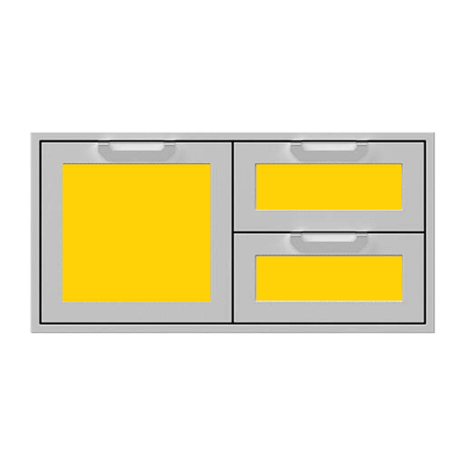 Hestan 42-Inch Double Drawer and Storage Door Combination w/ Recessed Marquise Accent Panel in Yellow - AGSDR42-YW