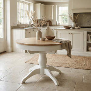 Amberley 4-6 Seater Round Extending Dining Table in Warm White
