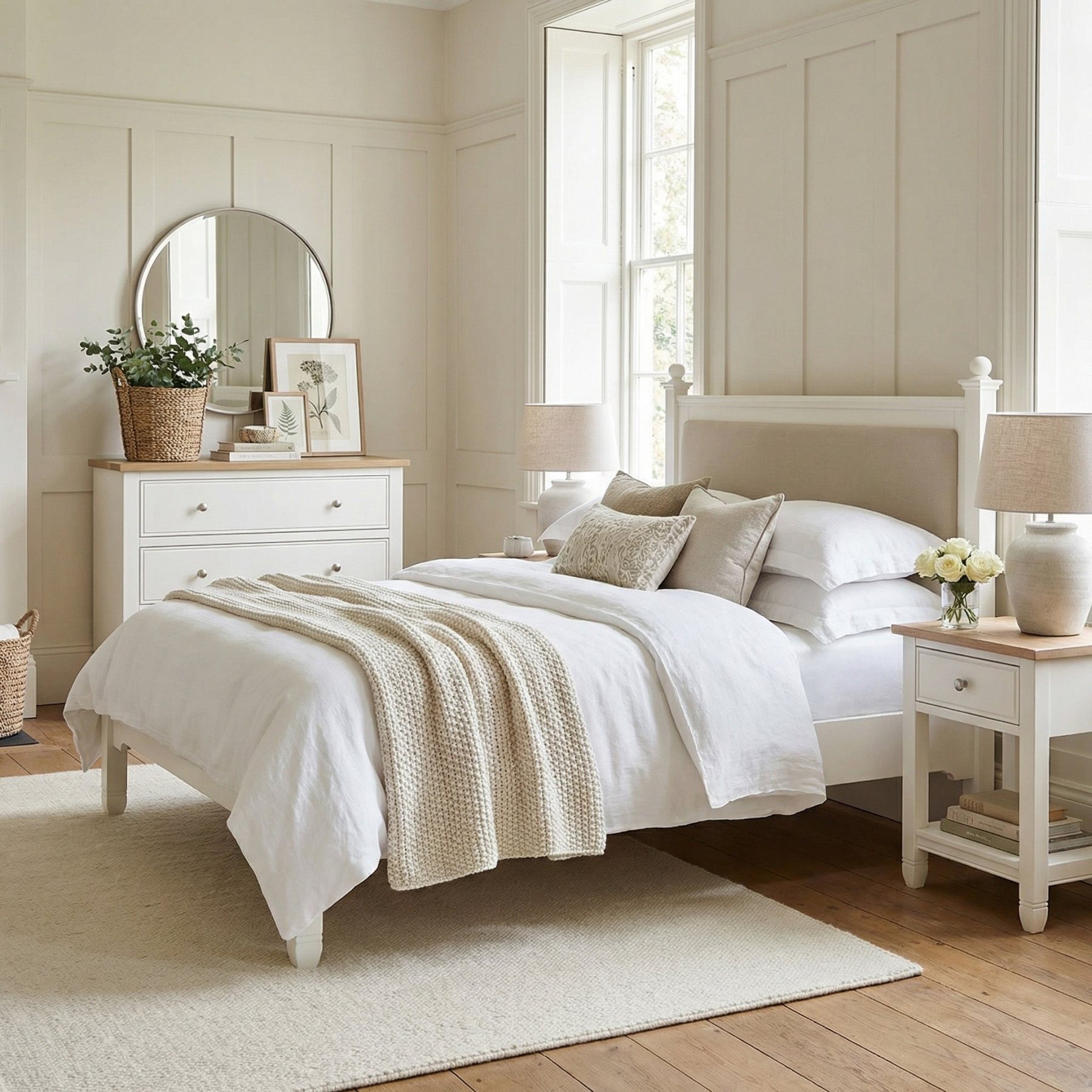 Amberley 4ft 6" Double Bed Frame in Warm White product detail