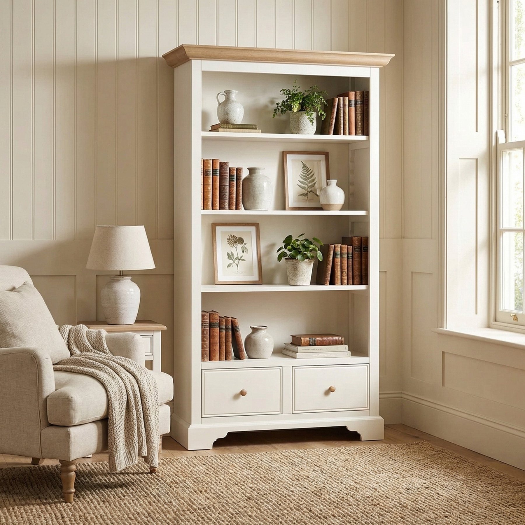 Amberley Large Bookcase in Warm White product detail