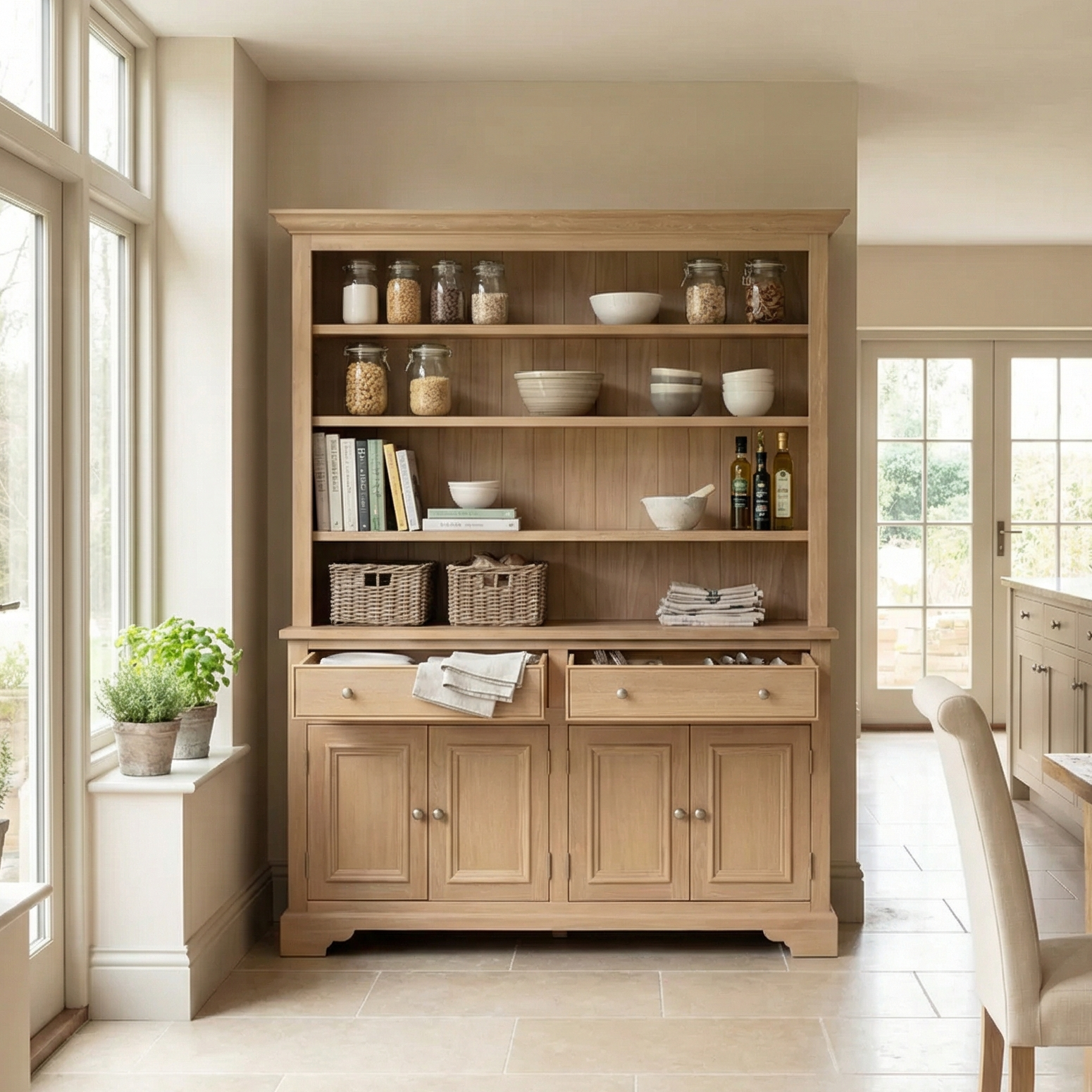 Amberley 5ft Grand Open Dresser in Light Oak