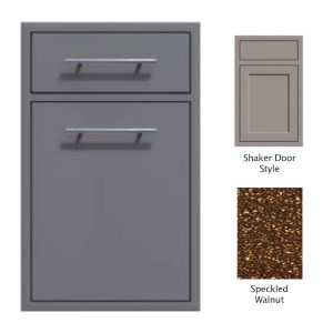 Canyon Series Shaker Style 18"w by 29"h Trash Pullout w/ Single Storage Drawer Enclosure In Speckled Walnut - CAN017-F04-Shaker-SpeckWalnut