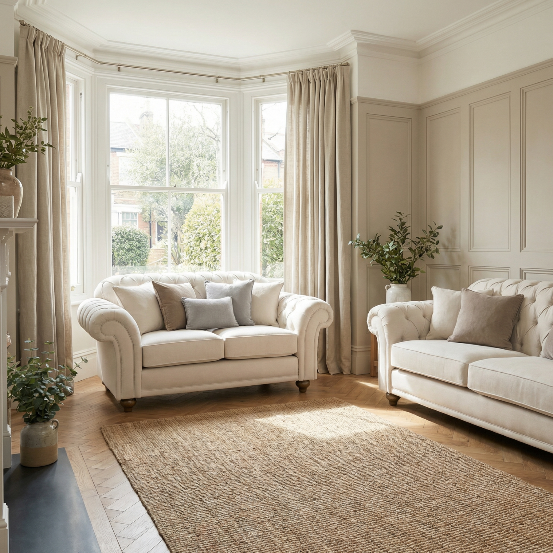 Chesterfield 2 Seat Sofa in Ivory product detail