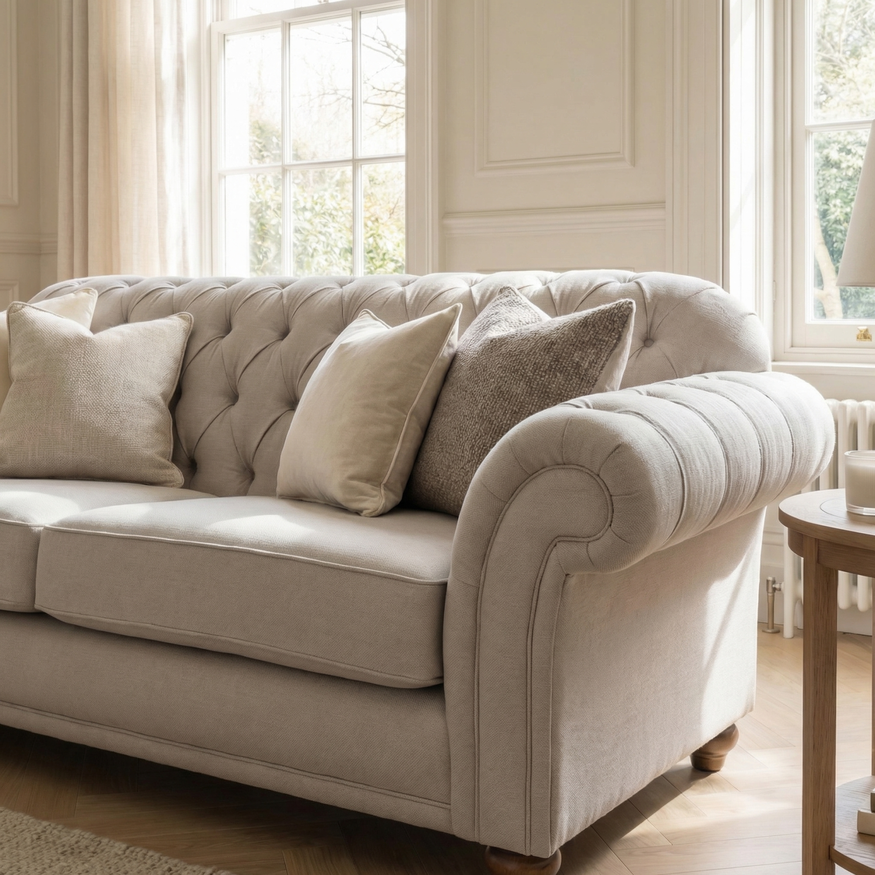 Chesterfield 2 Seat Sofa in Warm Grey product detail