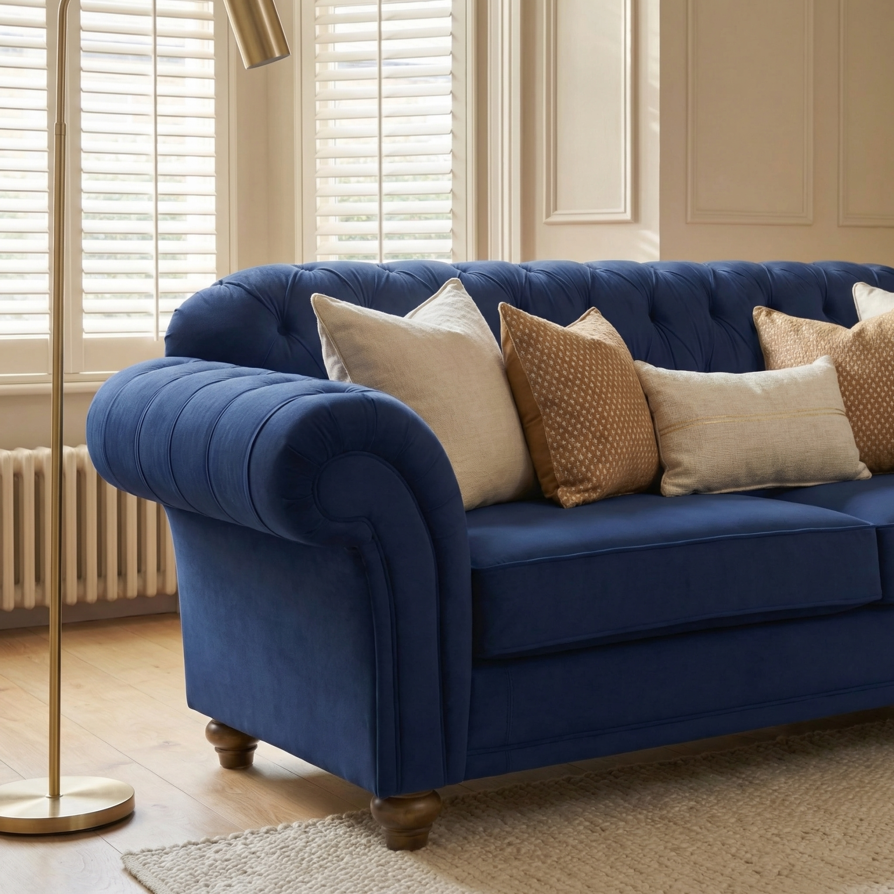 Chesterfield 2 Seat Velvet Sofa in Royal Blue product detail