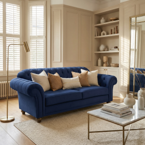 Chesterfield 2 Seat Velvet Sofa in Royal Blue
