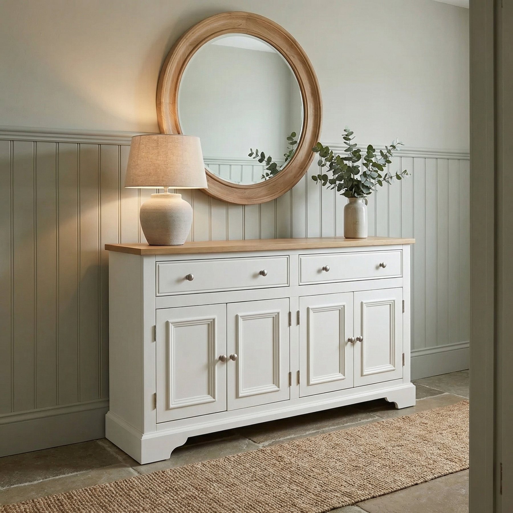 Amberley Large 4 Door 2 Drawers Sideboard in Warm White product detail