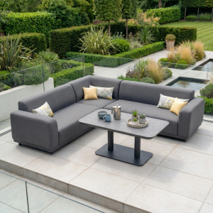 Luna Outdoor Fabric Corner Sofa Set with Altura Rising Table in Grey