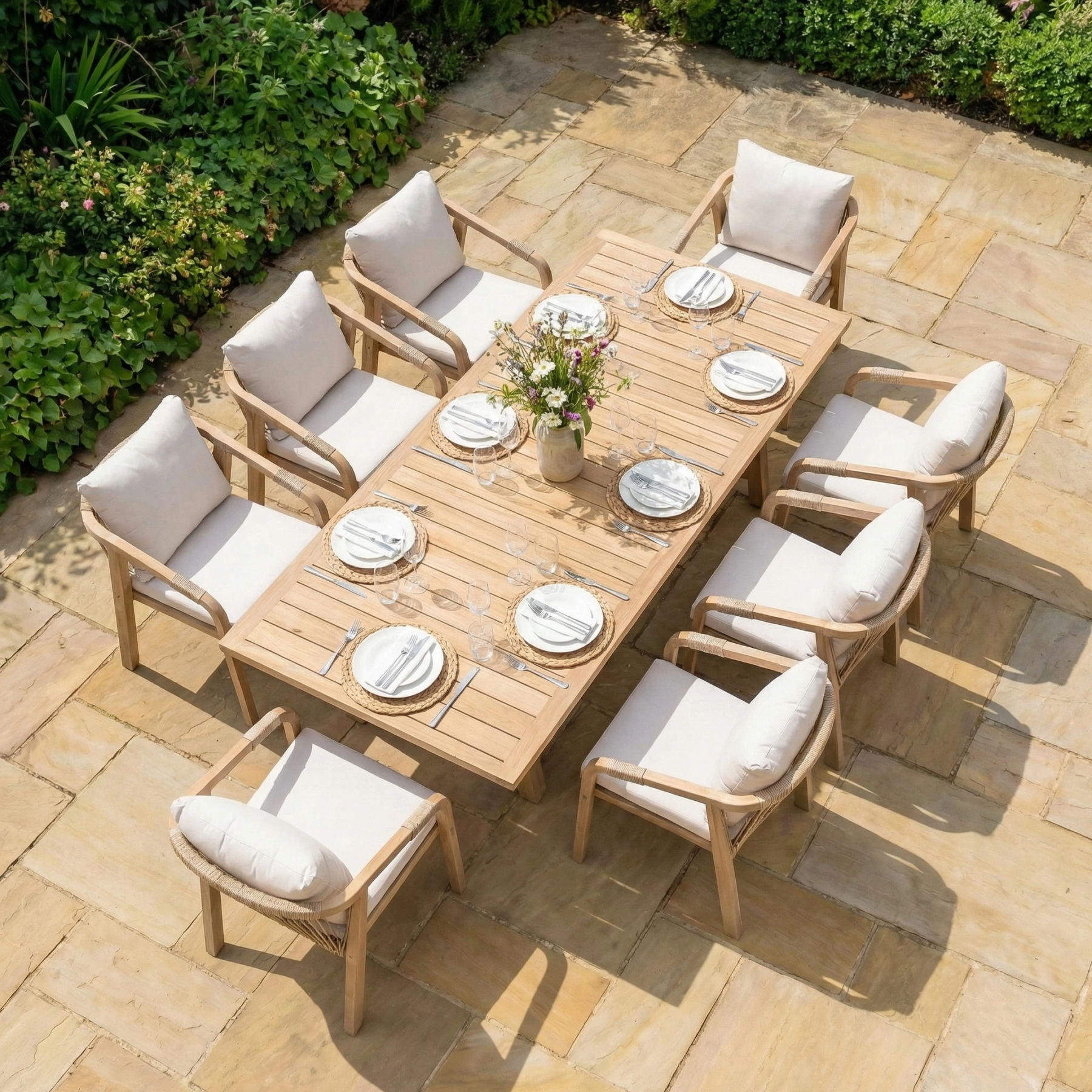 Quay 8 Seat Rectangular Dining Set In Linen product detail