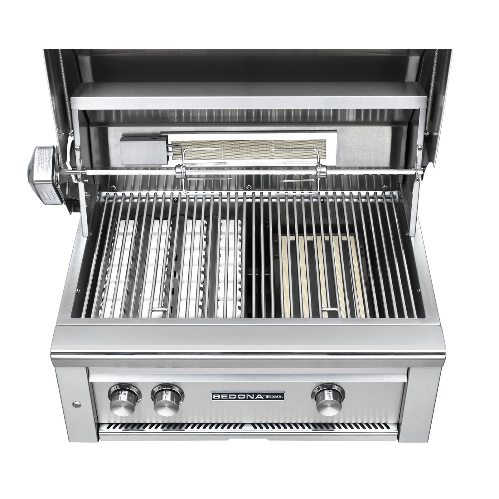 Sedona by Lynx 30-Inch Natural Gas Built-In Grill - 1 Stainless Steel Burner and 1 ProSear Burner, w/ Rotisserie - L500PSR-NG product detail