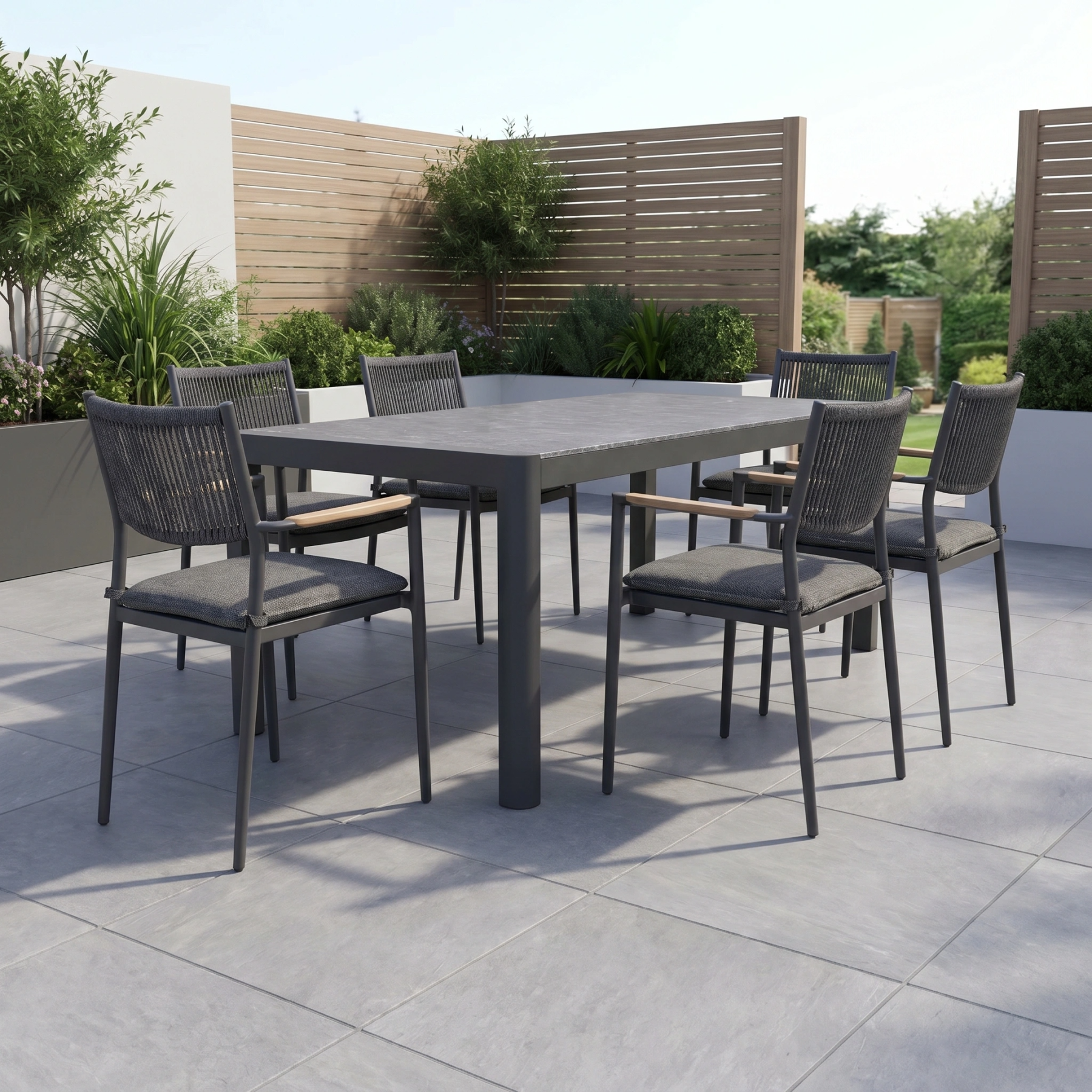 Tellaro 6 Seat Extending Dining Set in Grey (Ex Display)