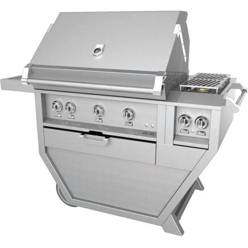 Hestan 36" Grill & Deluxe Cart 3 Trellis Burners Rotisserie - Liquid Propane - Bora Bora Blue
