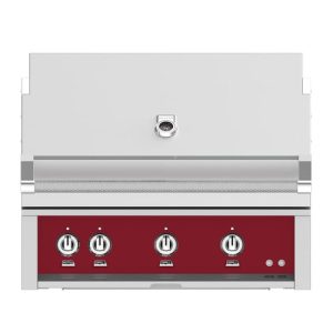Hestan 36" Built-In Grill 2 Trellis Burners 1 Sear Burner Rotiss - Liquid Propane - Burgundy