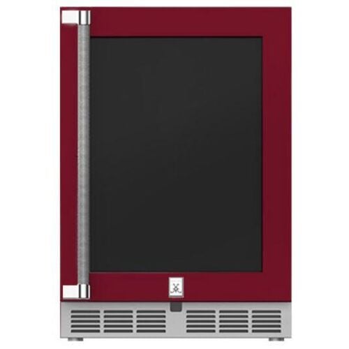 Hestan Outdoor Refrigerator 24" Lock Dual Zone Right Hinged - Burgundy