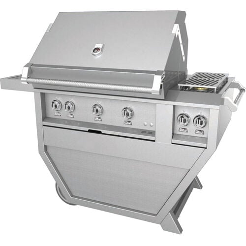 Hestan 36" Grill & Deluxe Cart 3 Trellis Burners Rotisserie - Liquid Propane - Marshmallow