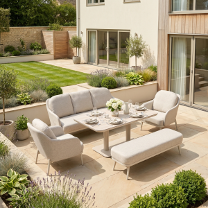 Alva 3 Seat Sofa Dining Set with Rising Table in Fawn