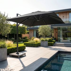 Challenger T2 Premium 3.5m x 2.6m Rectangular Cantilever Parasol in Black with 90kg Granite Base