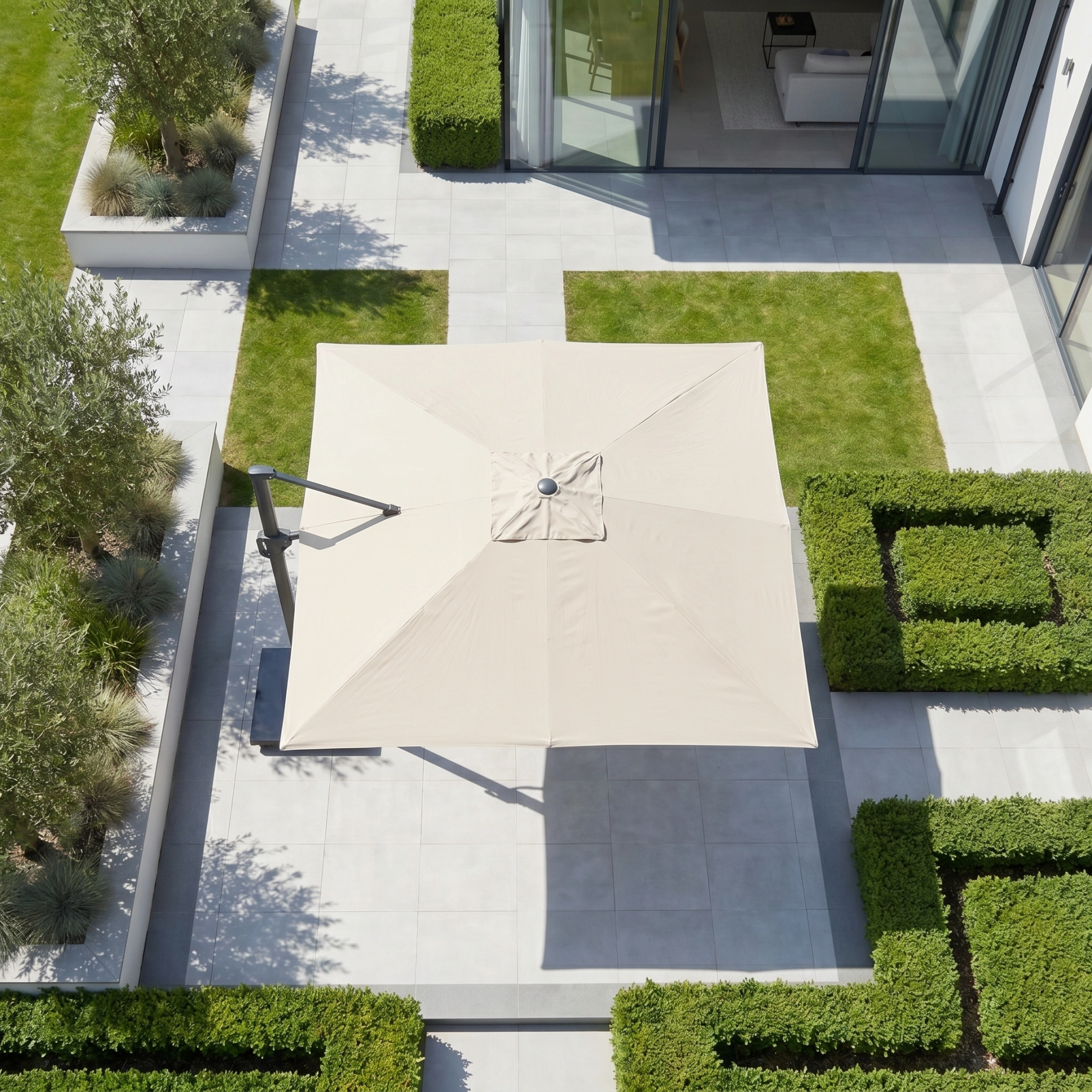 Challenger T2 3.5m x 2.6m Rectangular Cantilever Parasol in Champagne with 90kg Granite Base