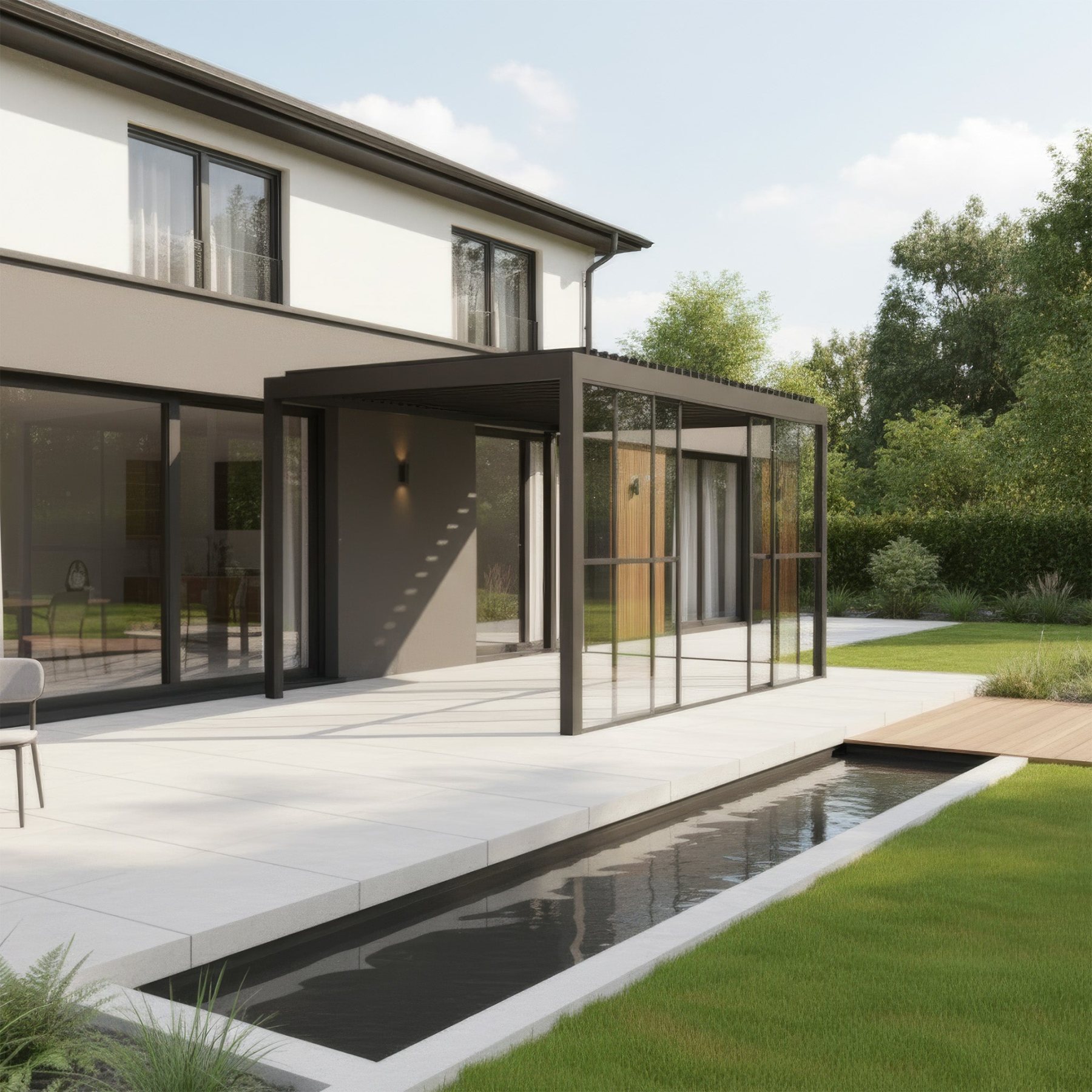 PergoSTET Pro/Deluxe Glass Sliding Doors 4m Side in Grey
