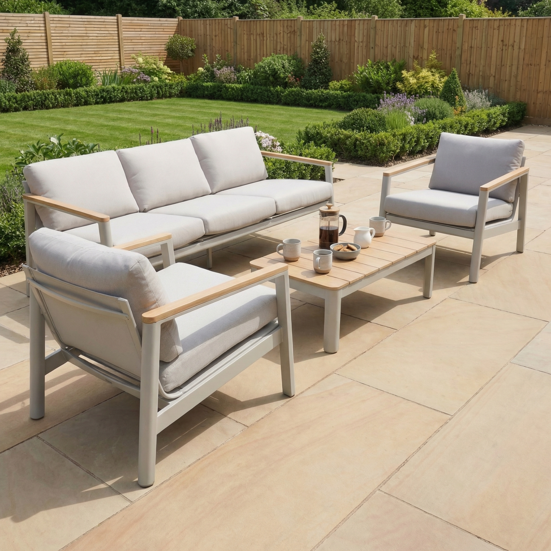 Cora 3 Seat Sofa Set in Latte