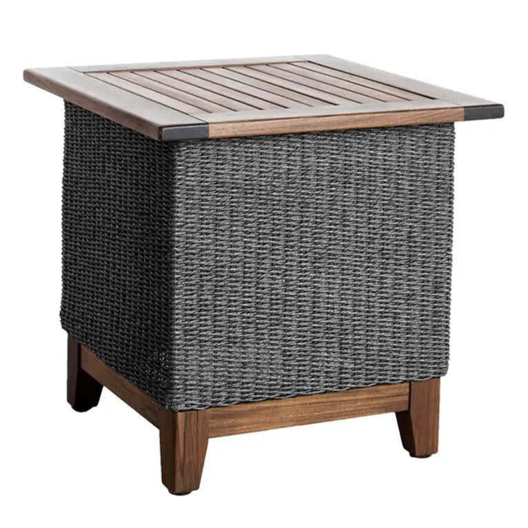 Jensen Outdoor Coral Square Side Table in Gray Weave