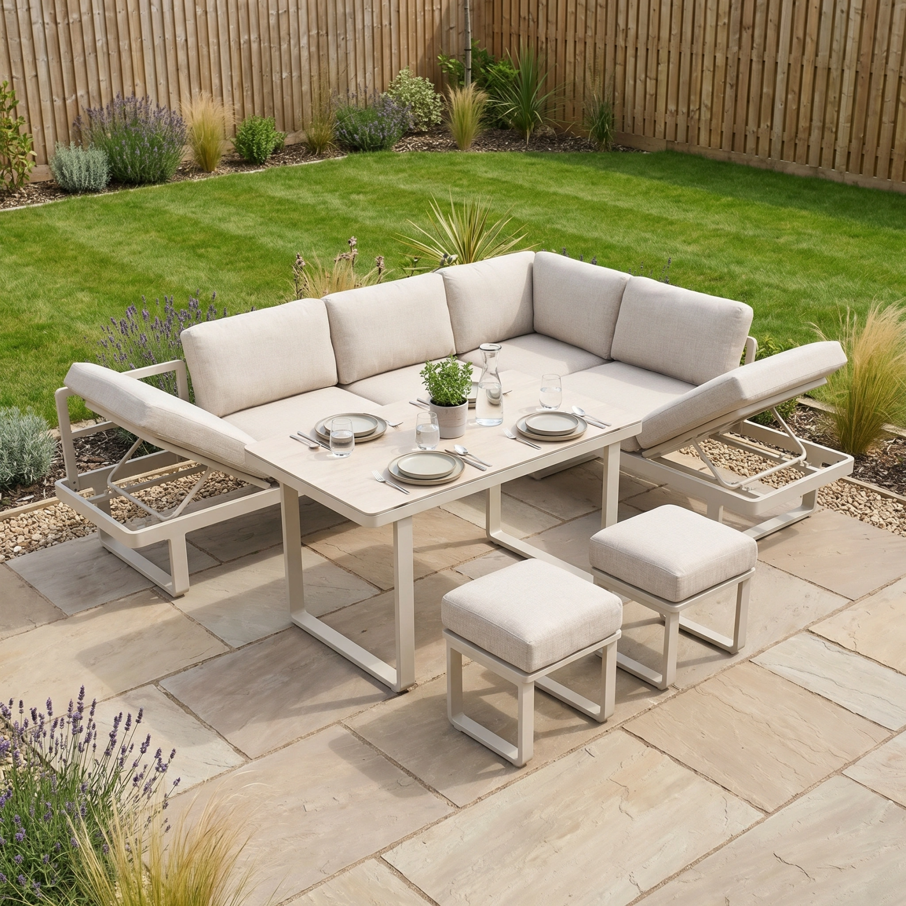 Lyra Corner Dining Set in Latte