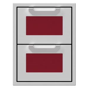 Hestan 16" Double Storage Drawer Recessed Marquise Accented Panels - Burgundy