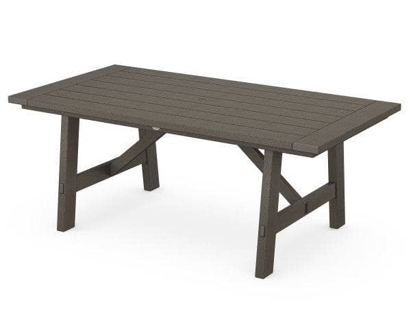 POLYWOOD Rustic Farmhouse 39" x 75" Dining Table in Vintage Coffee