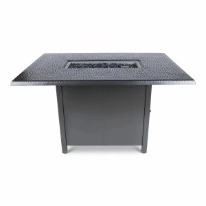 Woodard 42" x 60" Hammered Top Counter Height Fire Table in Pewter