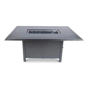 Woodard 42" x 60" Rectangular Chat Height Fire Table with Solid Cast with Beaded Edge Top in Pewter Finish