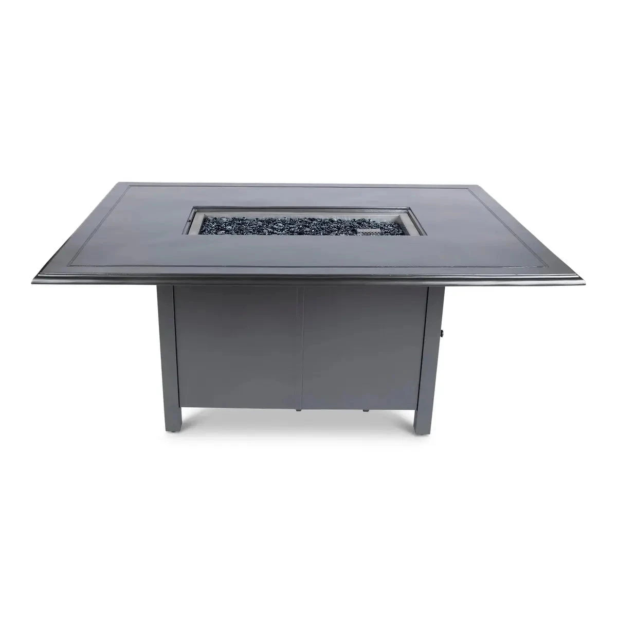 Woodard 42" x 60" Rectangular Chat Height Fire Table with Solid Cast with Beaded Edge Top in Pewter Finish