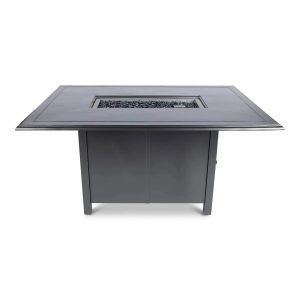 Woodard 42" x 60" Solid Cast with Bead Edge Dining Height Fire Table in Pewter