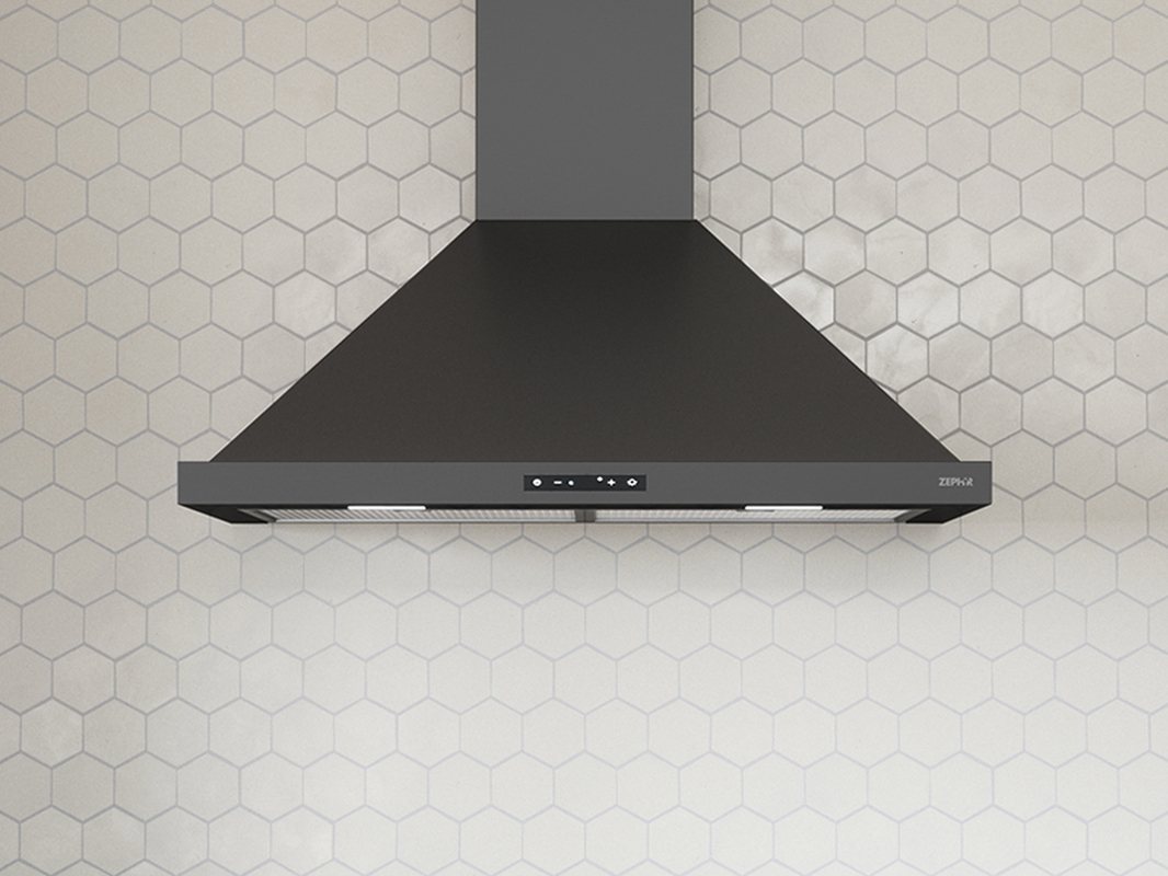 Zephyr Ombra Chimney Hood 36" LED ACT - Black Stainless